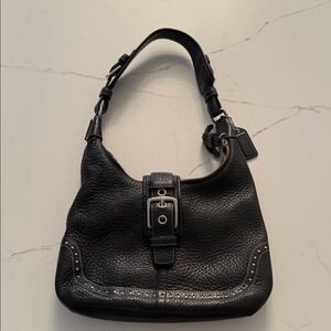 Vintage Y2K Coach Pebbled Leather Women's Bag Black and Silver